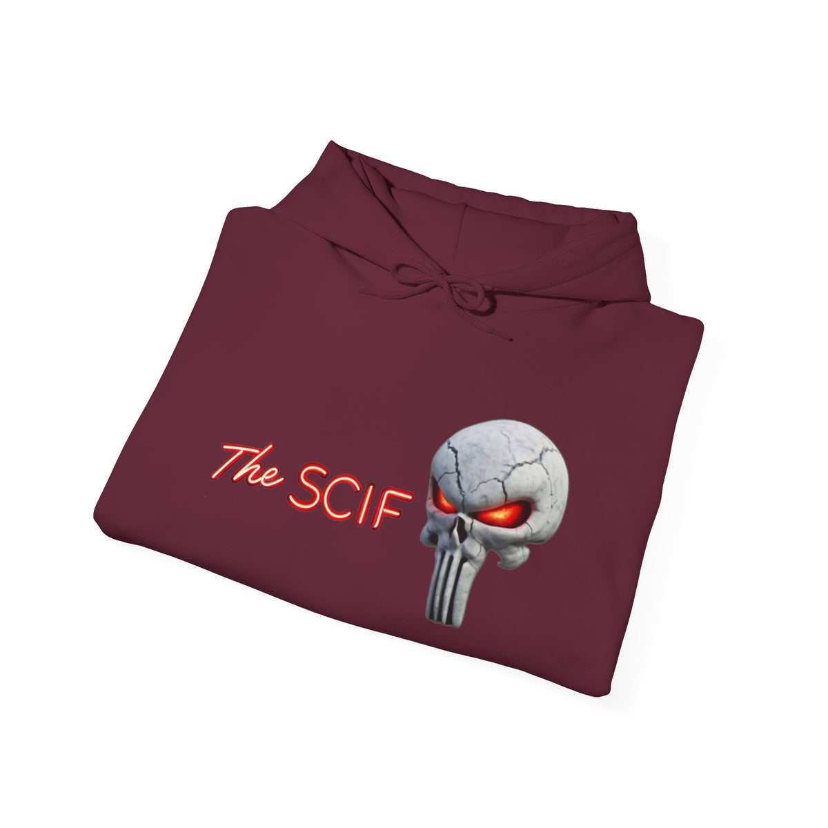 The SCIF Skull logo Graphic Hoodie, Right Sleeve "President Eyes" Graphic, Left Sleeve "Digital Warrior" Quote Graphic.