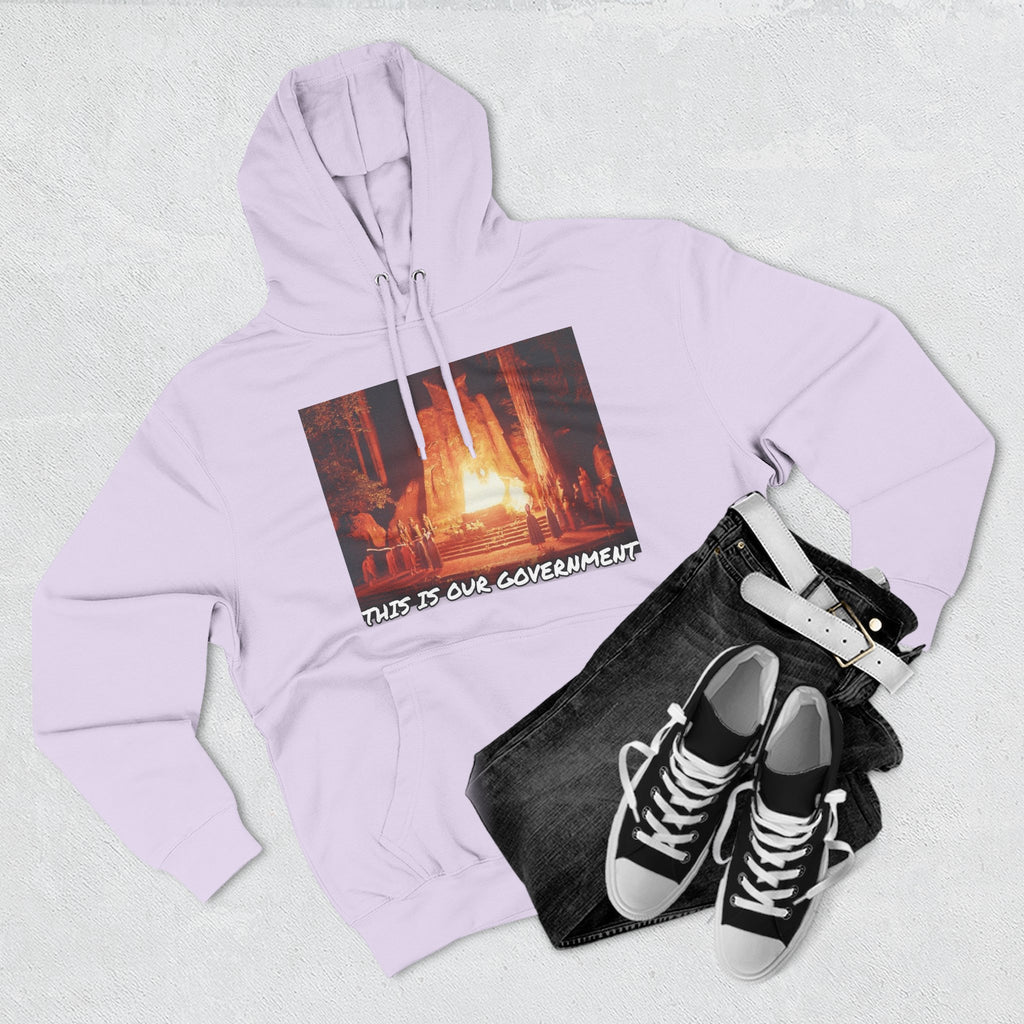 The SCIF Moloch Bohemian Grove "This Is Our Government," Hoodie, Back Quote "Truth Is the Most Effective Weapon..."