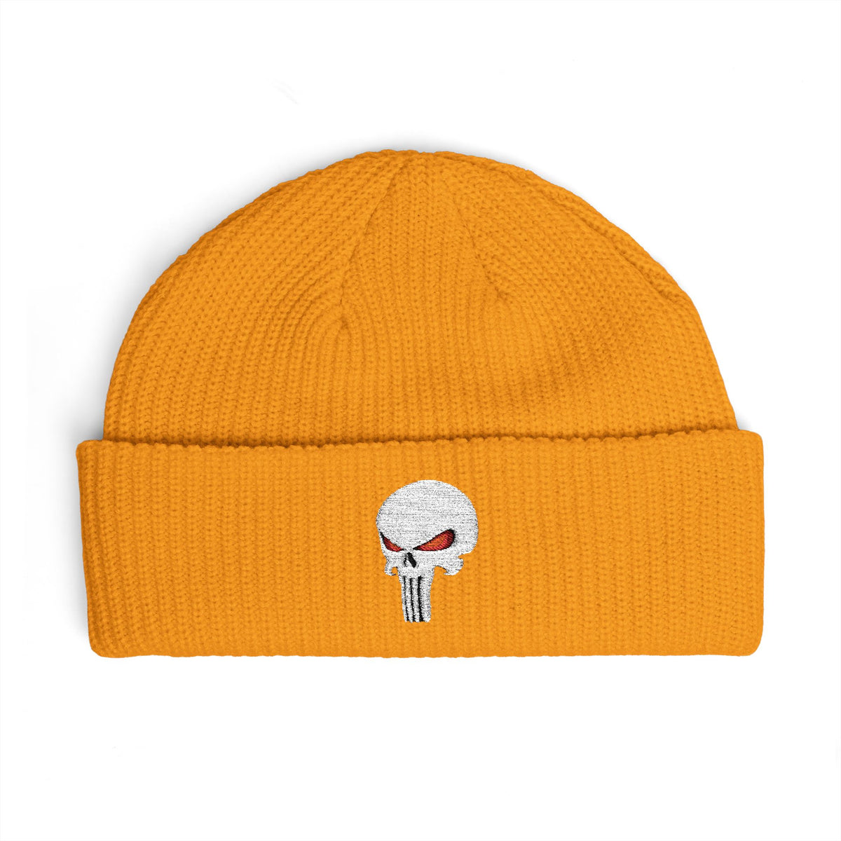 The SCIF "Solid White" Skull Embroidered Cuff Beanie