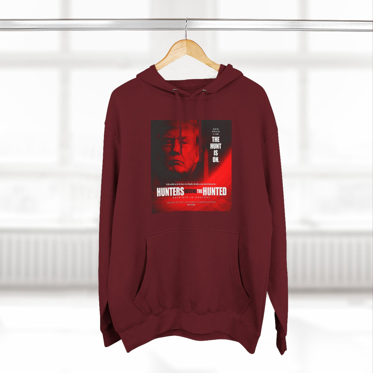 The SCIF "Hunters Become the Hunted Hoodie" – Red Noir Graphic Fleece Pullover