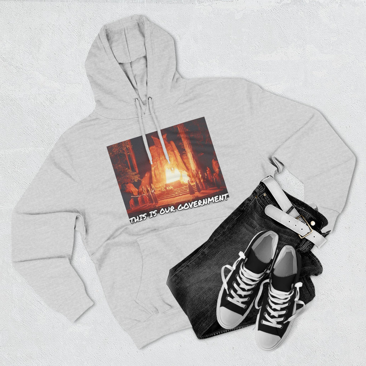 The SCIF Moloch Bohemian Grove "This Is Our Government," Hoodie, Back Quote "Truth Is the Most Effective Weapon..."
