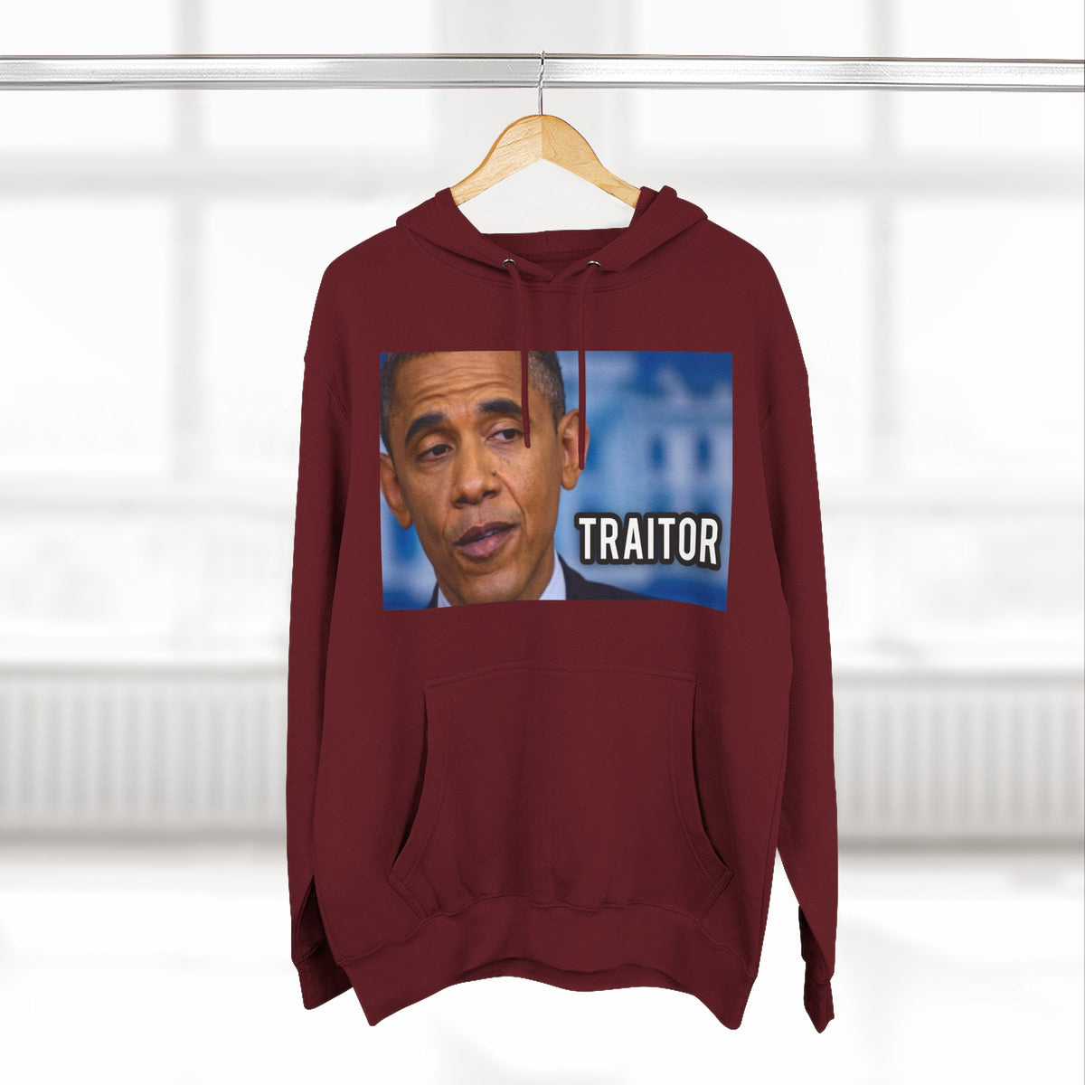 The SCIF "Presidential Traitor Meme" Fleece Hoodie, Back "Money On Pallets Meme."