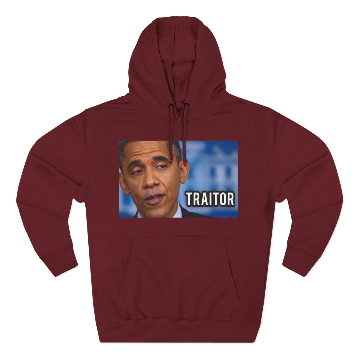 The SCIF "Presidential Traitor Meme" Fleece Hoodie, Back "Money On Pallets Meme."