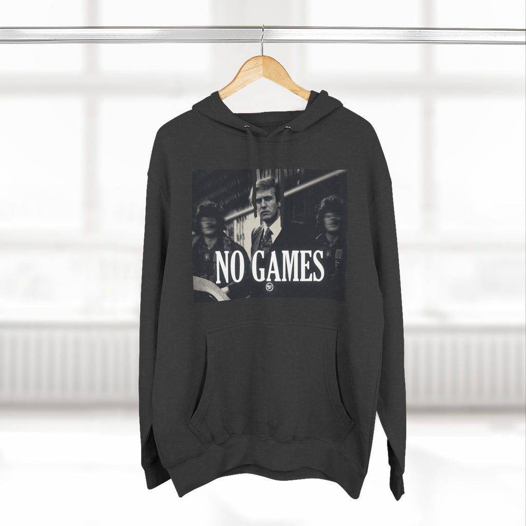 The SCIF "No Games" Hoodie – Vintage Noir Graphic Fleece Pullover