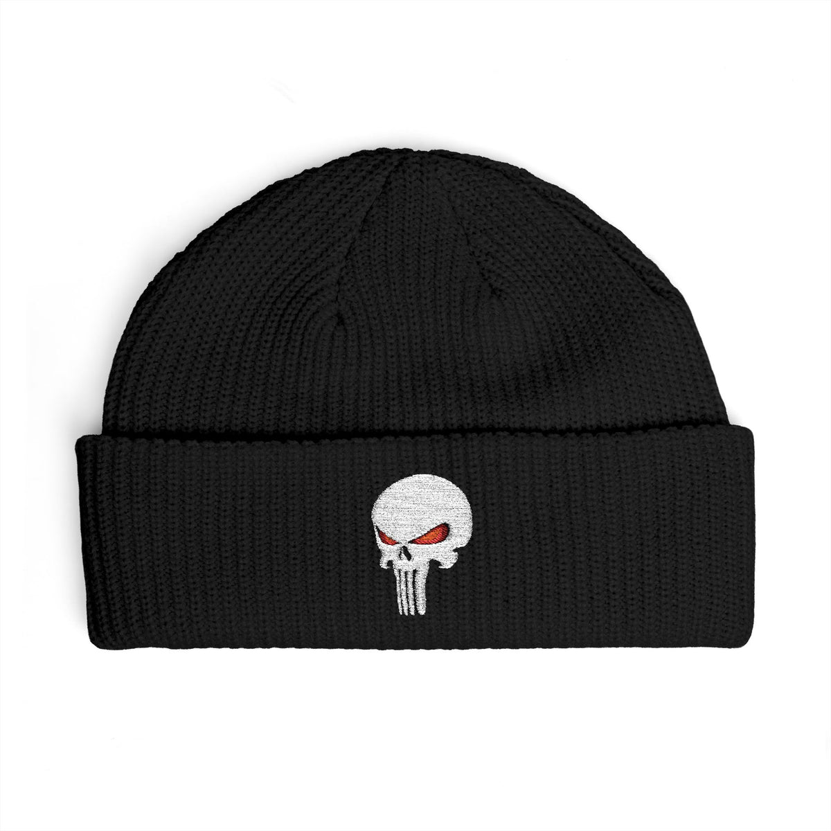 The SCIF "Solid White" Skull Embroidered Cuff Beanie