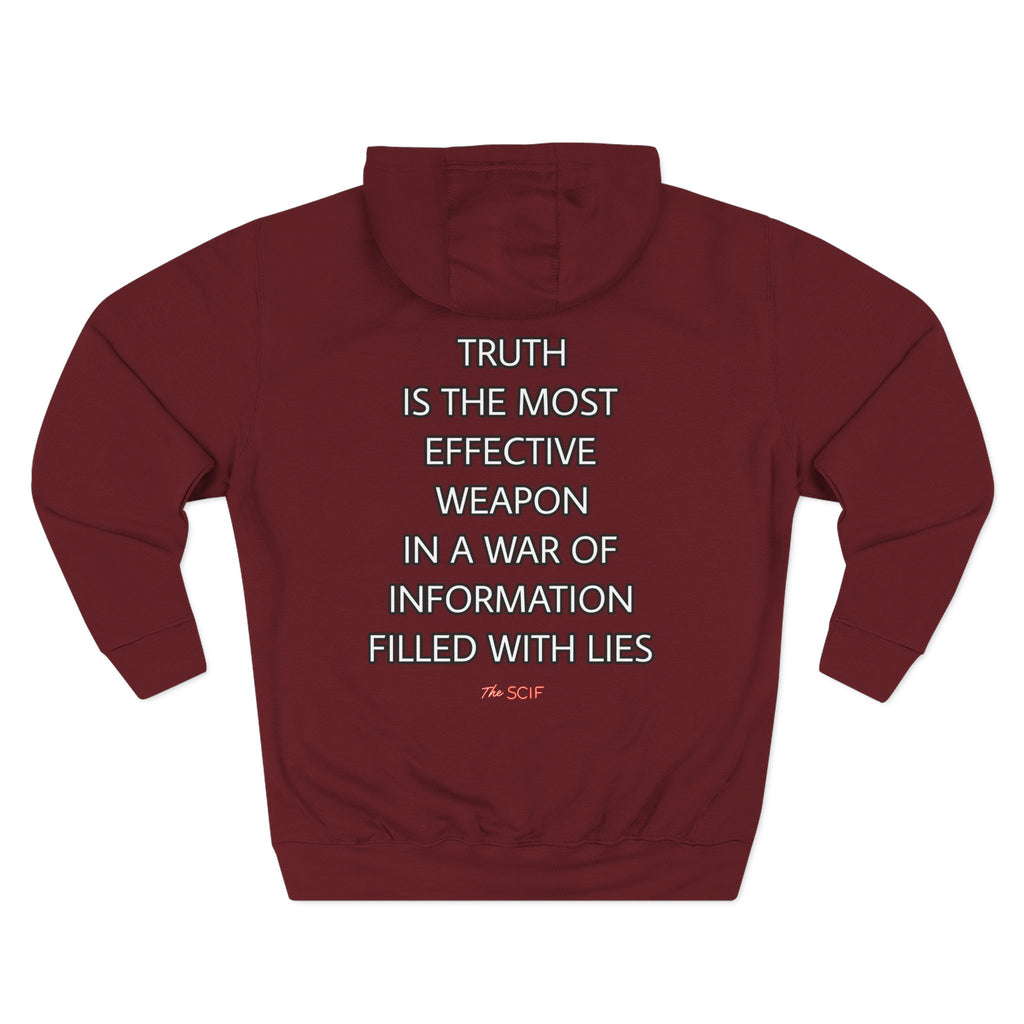 The SCIF Moloch Bohemian Grove "This Is Our Government," Hoodie, Back Quote "Truth Is the Most Effective Weapon..."