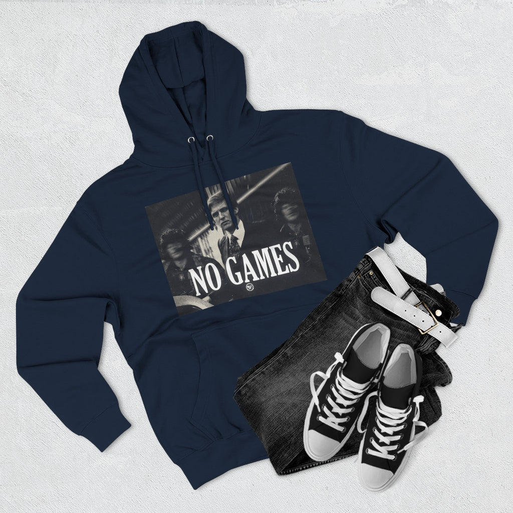 The SCIF "No Games" Hoodie – Vintage Noir Graphic Fleece Pullover
