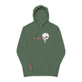 The SCIF "Solid White" Skull logo Embroidered Graphic Hoodie, Left Wrist "Digital Warrior" Embroidery, Right Wrist American Flag Graphic Embroidery.