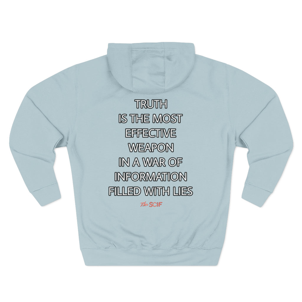 The SCIF Skull "Solid White," Back Quote "Truth Is the Most Effective Weapon," Hoodie