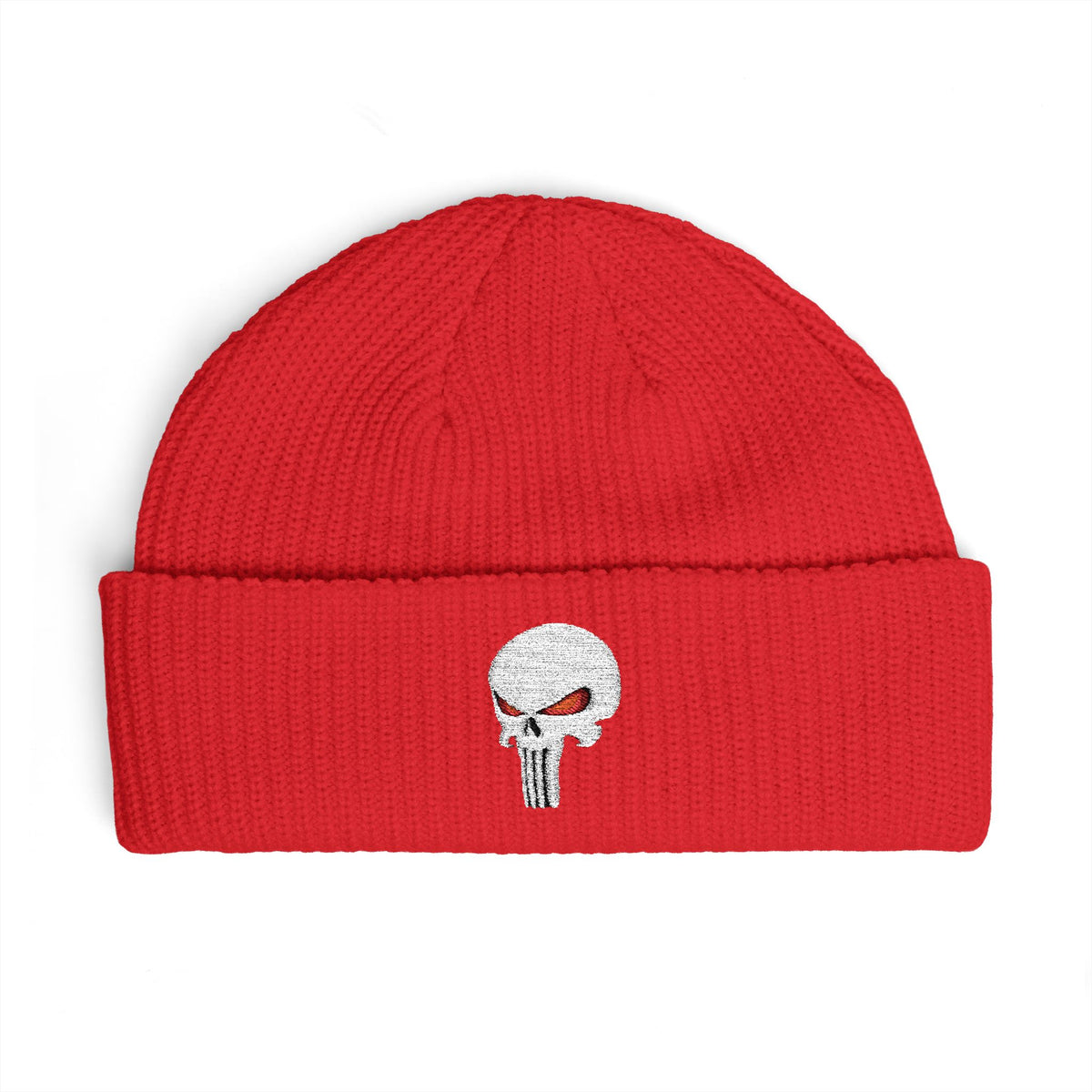 The SCIF "Solid White" Skull Embroidered Cuff Beanie
