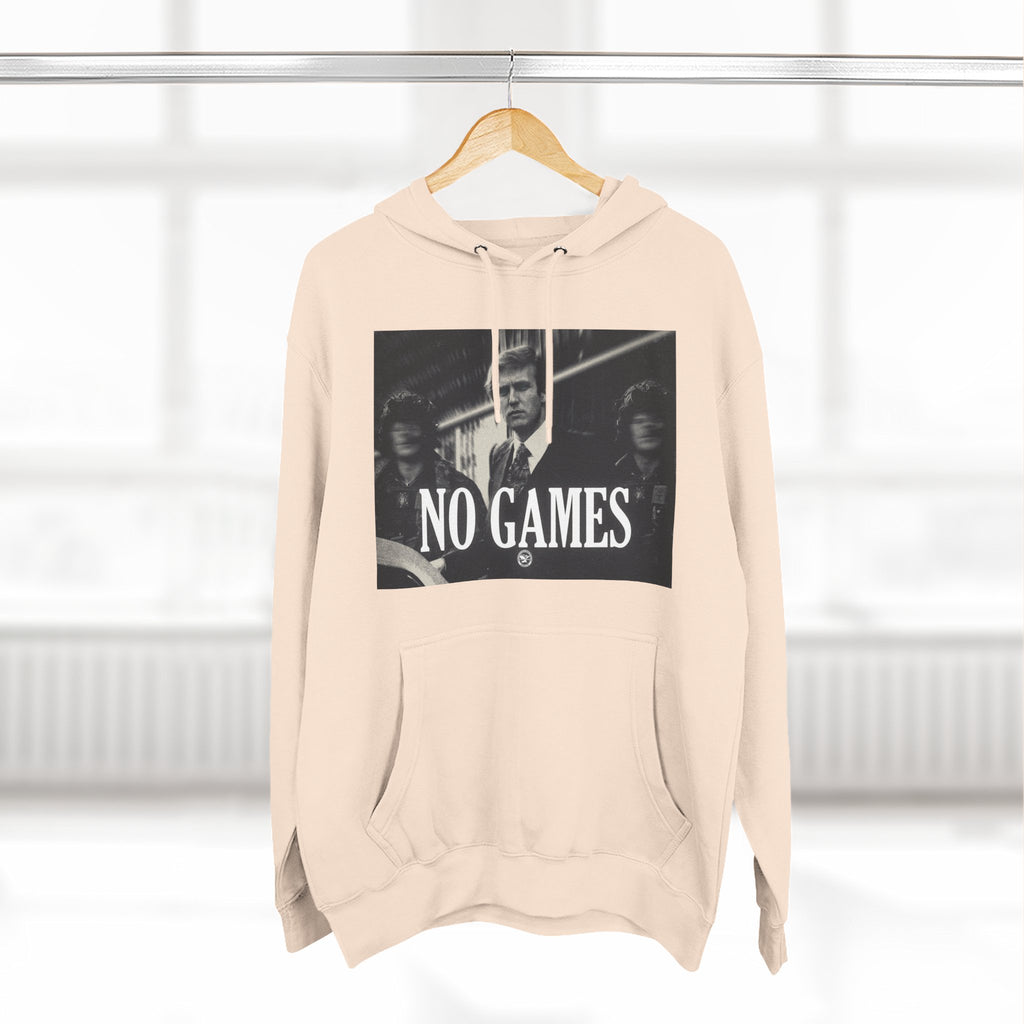 The SCIF "No Games" Hoodie – Vintage Noir Graphic Fleece Pullover