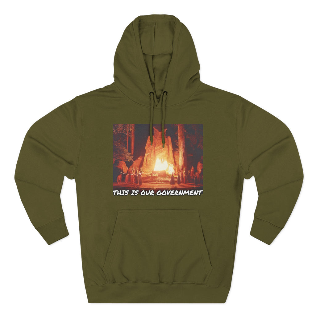The SCIF Moloch Bohemian Grove "This Is Our Government," Hoodie, Back Quote "Truth Is the Most Effective Weapon..."