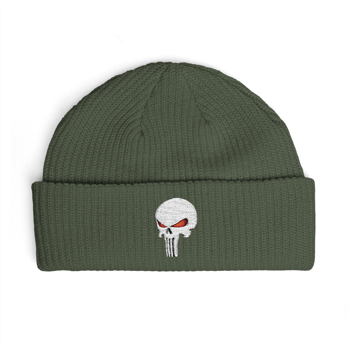 The SCIF "Solid White" Skull Embroidered Cuff Beanie