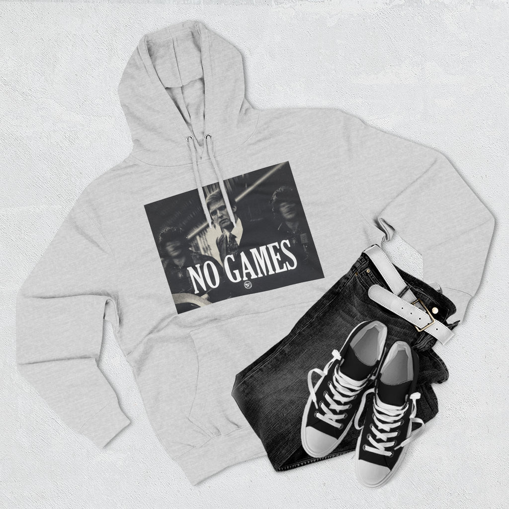 The SCIF "No Games" Hoodie – Vintage Noir Graphic Fleece Pullover