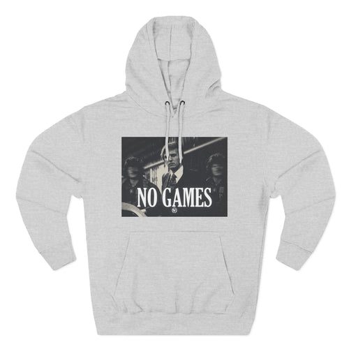 The SCIF "No Games" Hoodie – Vintage Noir Graphic Fleece Pullover