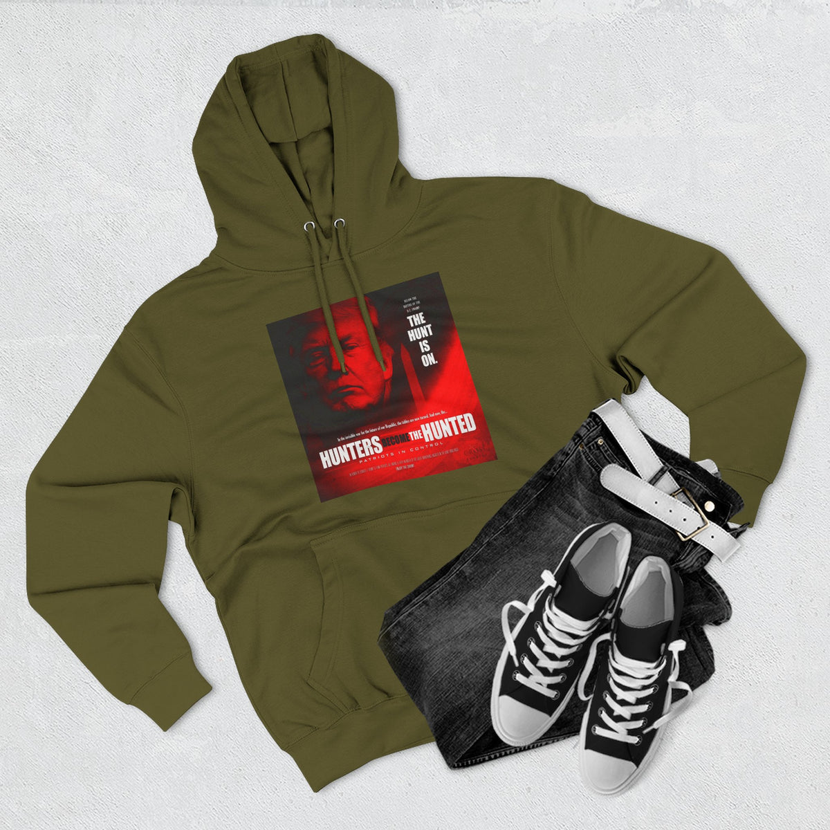 The SCIF "Hunters Become the Hunted Hoodie" – Red Noir Graphic Fleece Pullover