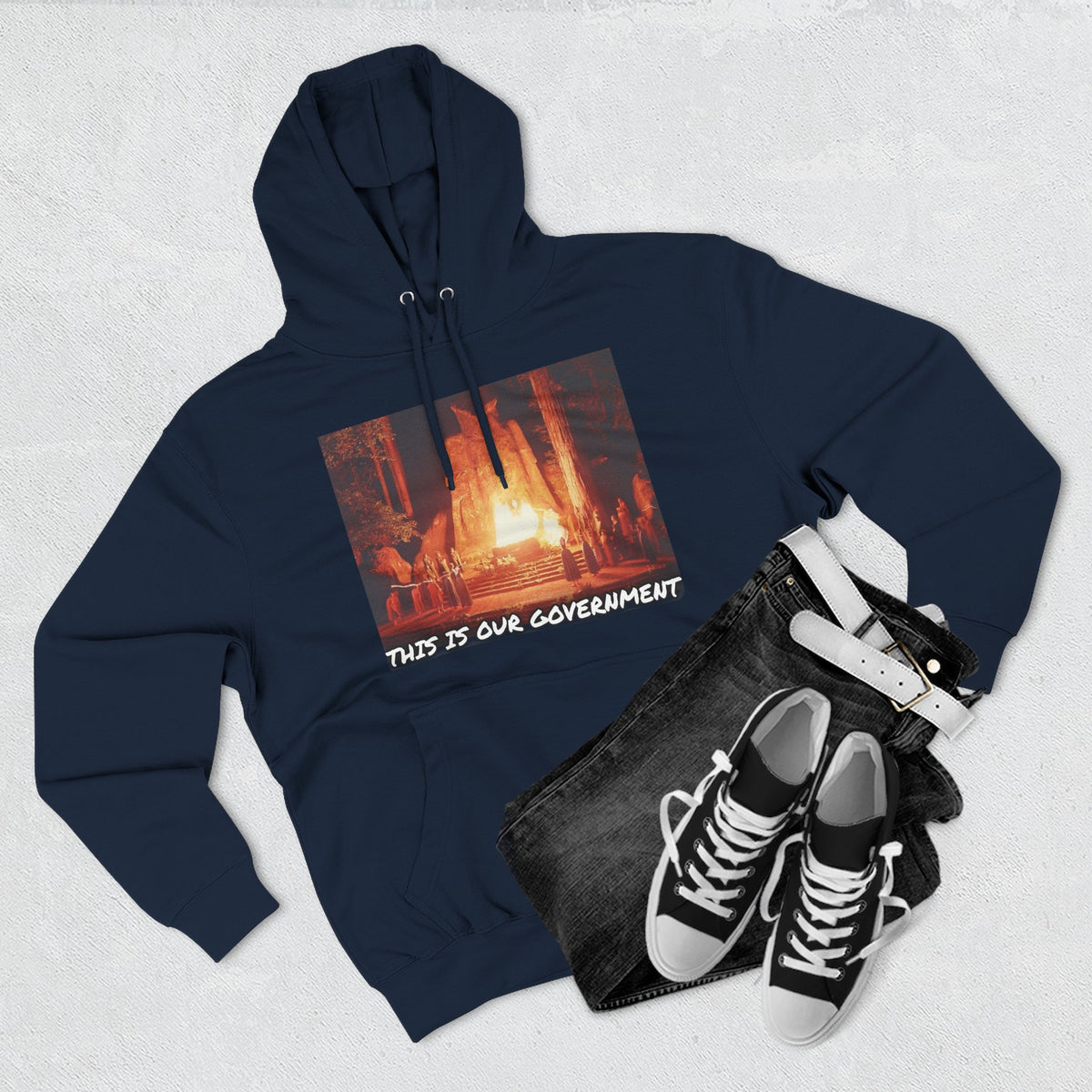 The SCIF Moloch Bohemian Grove "This Is Our Government," Hoodie, Back Quote "Truth Is the Most Effective Weapon..."