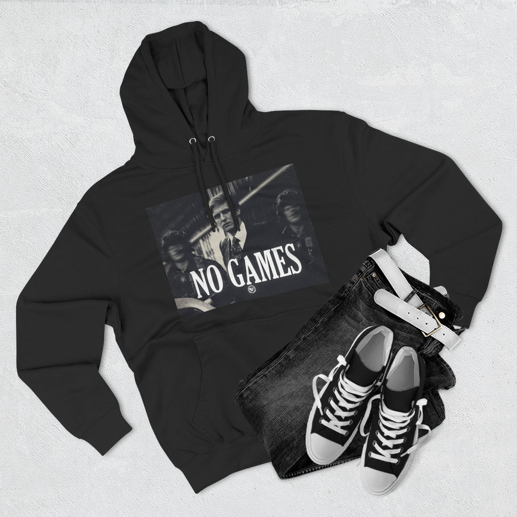 The SCIF "No Games" Hoodie – Vintage Noir Graphic Fleece Pullover