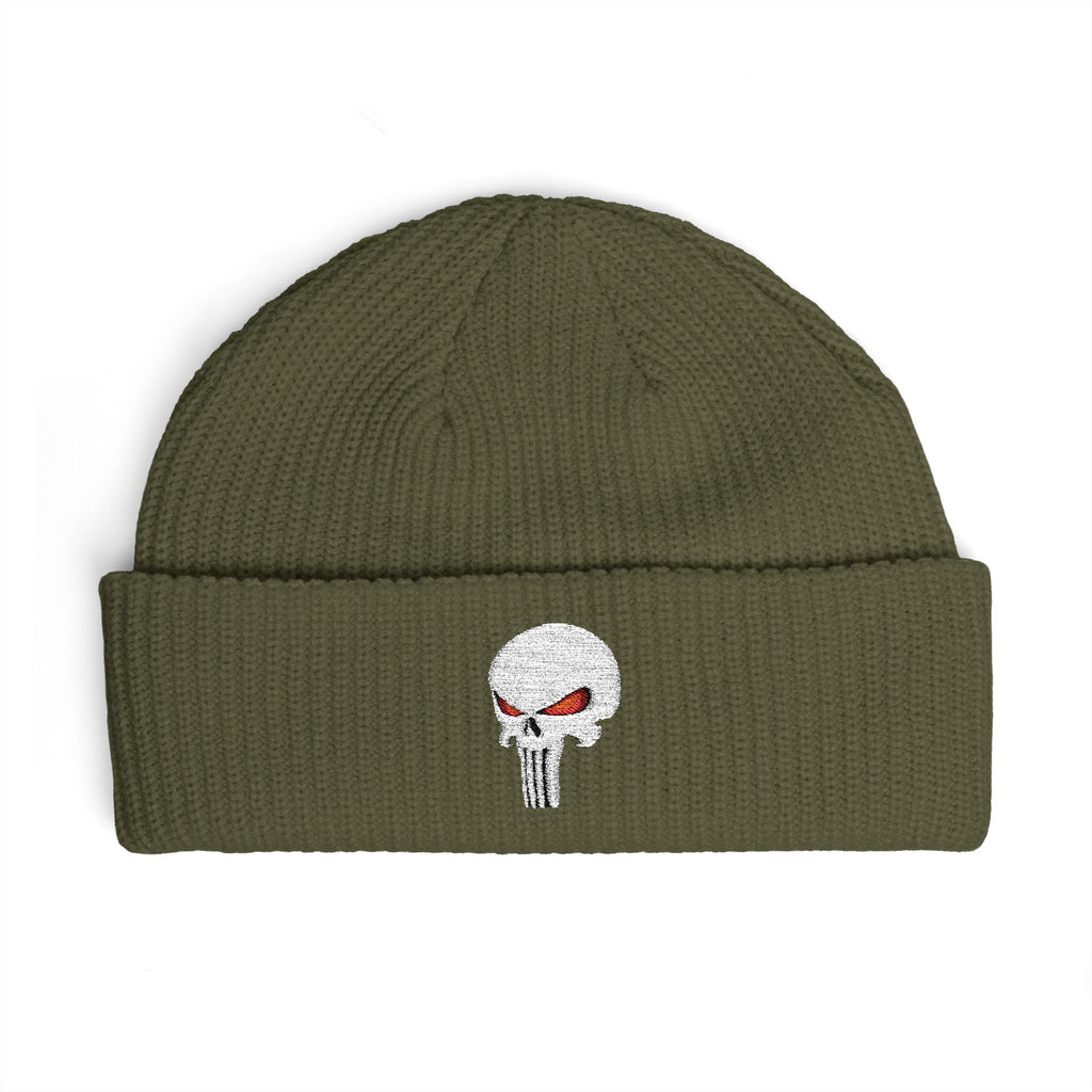 The SCIF "Solid White" Skull Embroidered Cuff Beanie