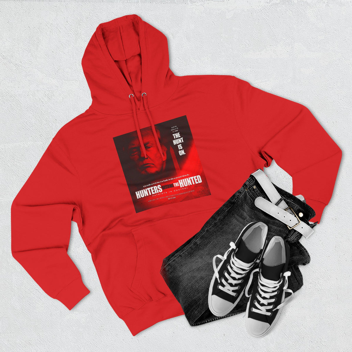 The SCIF "Hunters Become the Hunted Hoodie" – Red Noir Graphic Fleece Pullover