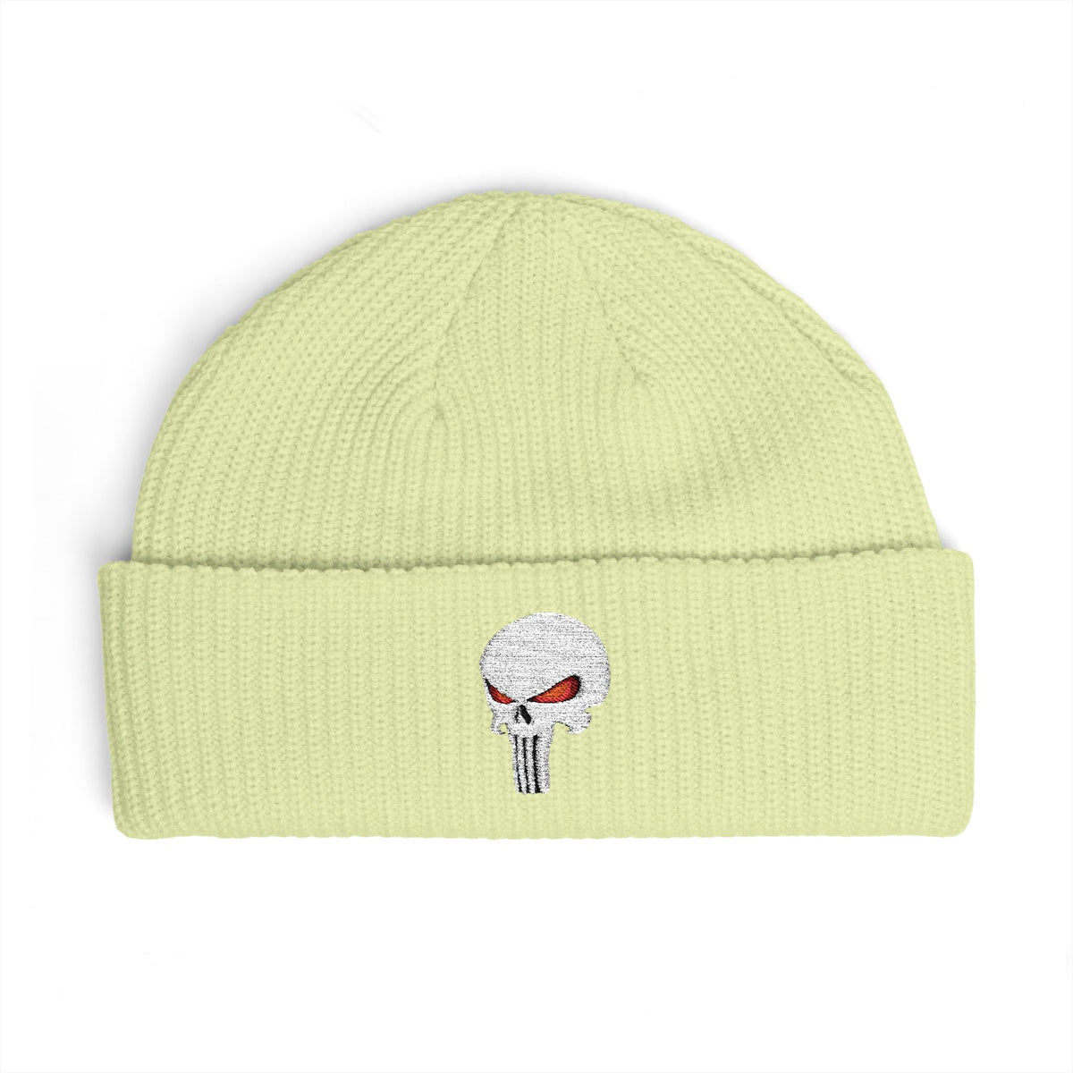 The SCIF "Solid White" Skull Embroidered Cuff Beanie