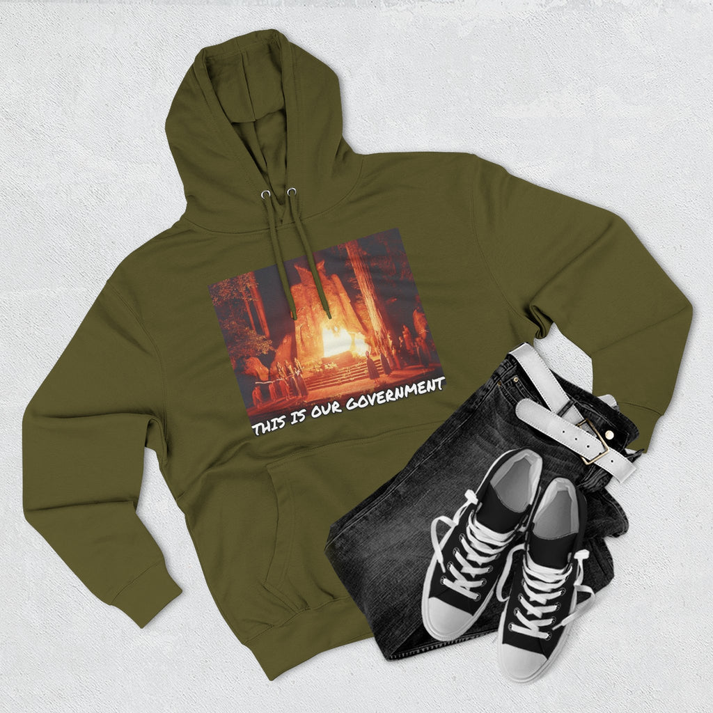 The SCIF Moloch Bohemian Grove "This Is Our Government," Hoodie, Back Quote "Truth Is the Most Effective Weapon..."