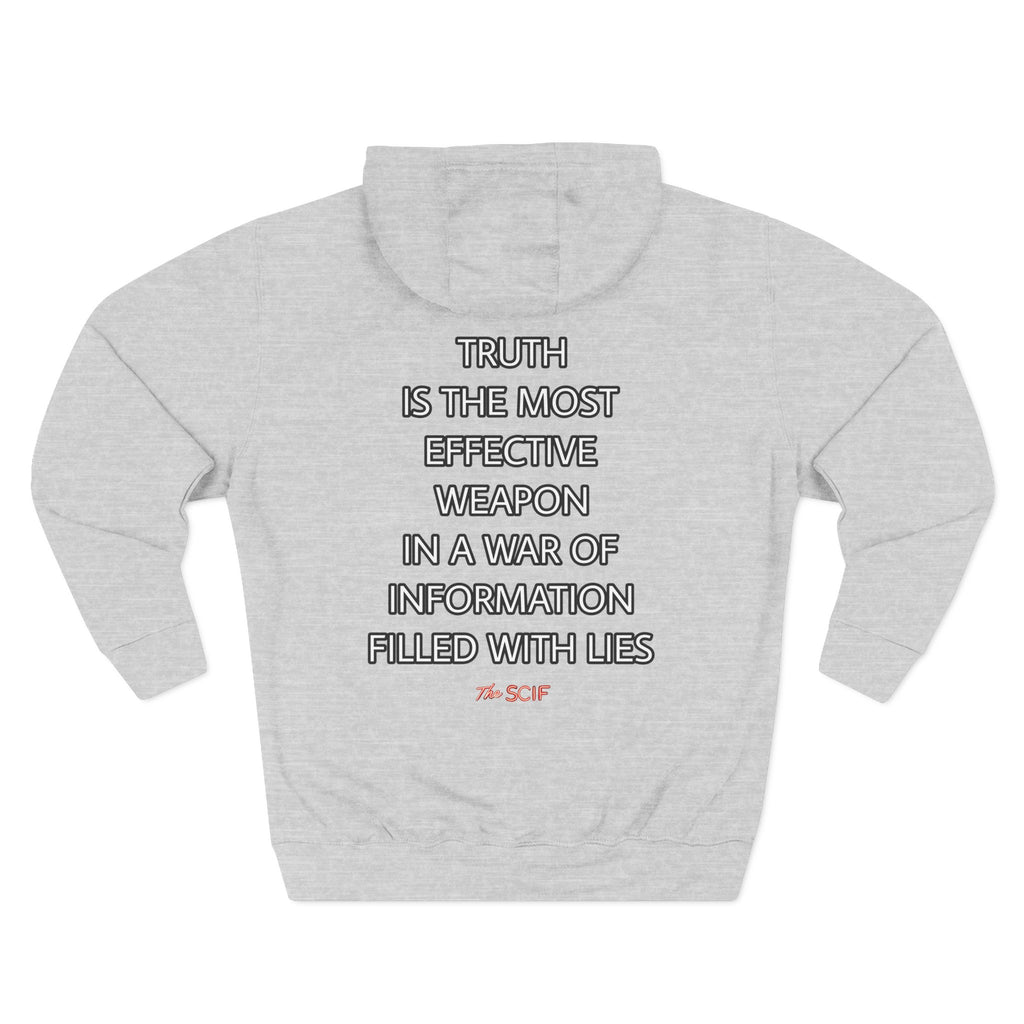 The SCIF Skull "Solid White," Back Quote "Truth Is the Most Effective Weapon," Hoodie