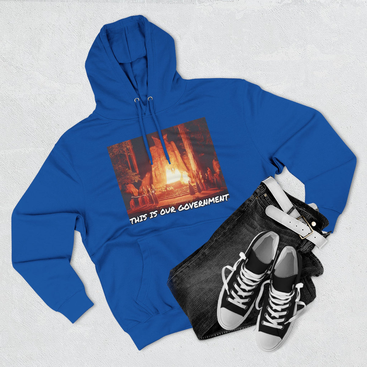 The SCIF Moloch Bohemian Grove "This Is Our Government," Hoodie, Back Quote "Truth Is the Most Effective Weapon..."
