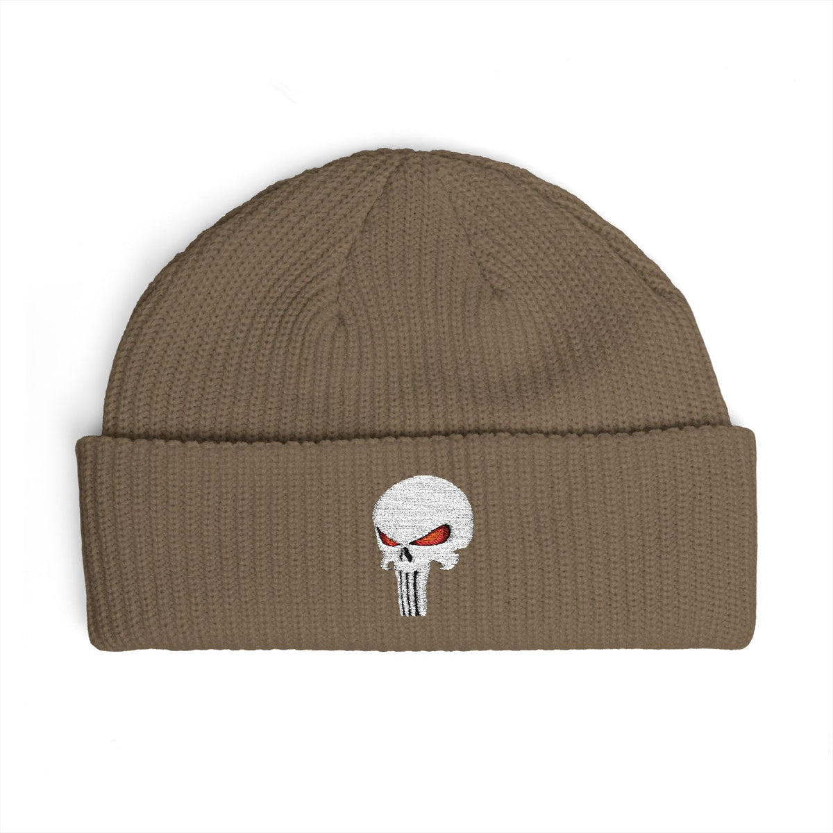 The SCIF "Solid White" Skull Embroidered Cuff Beanie