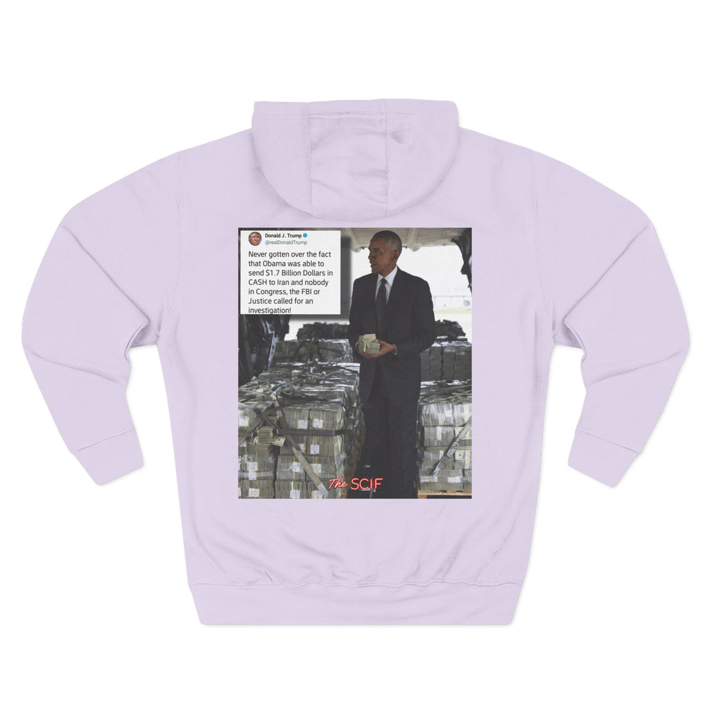 The SCIF "Presidential Traitor Meme" Fleece Hoodie, Back "Money On Pallets Meme."