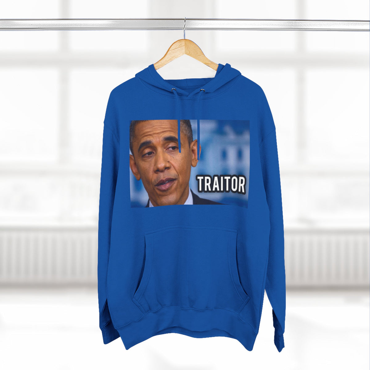 The SCIF "Presidential Traitor Meme" Fleece Hoodie, Back "Money On Pallets Meme."