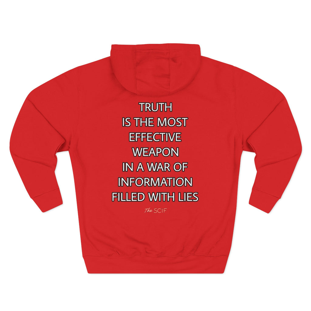 The SCIF Skull "Solid White," Back Quote "Truth Is the Most Effective Weapon," Hoodie