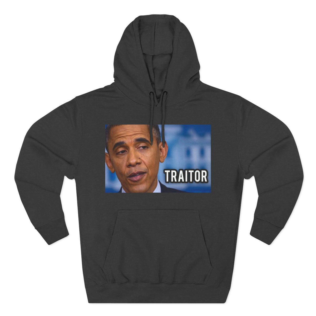 The SCIF "Presidential Traitor Meme" Fleece Hoodie, Back "Money On Pallets Meme."