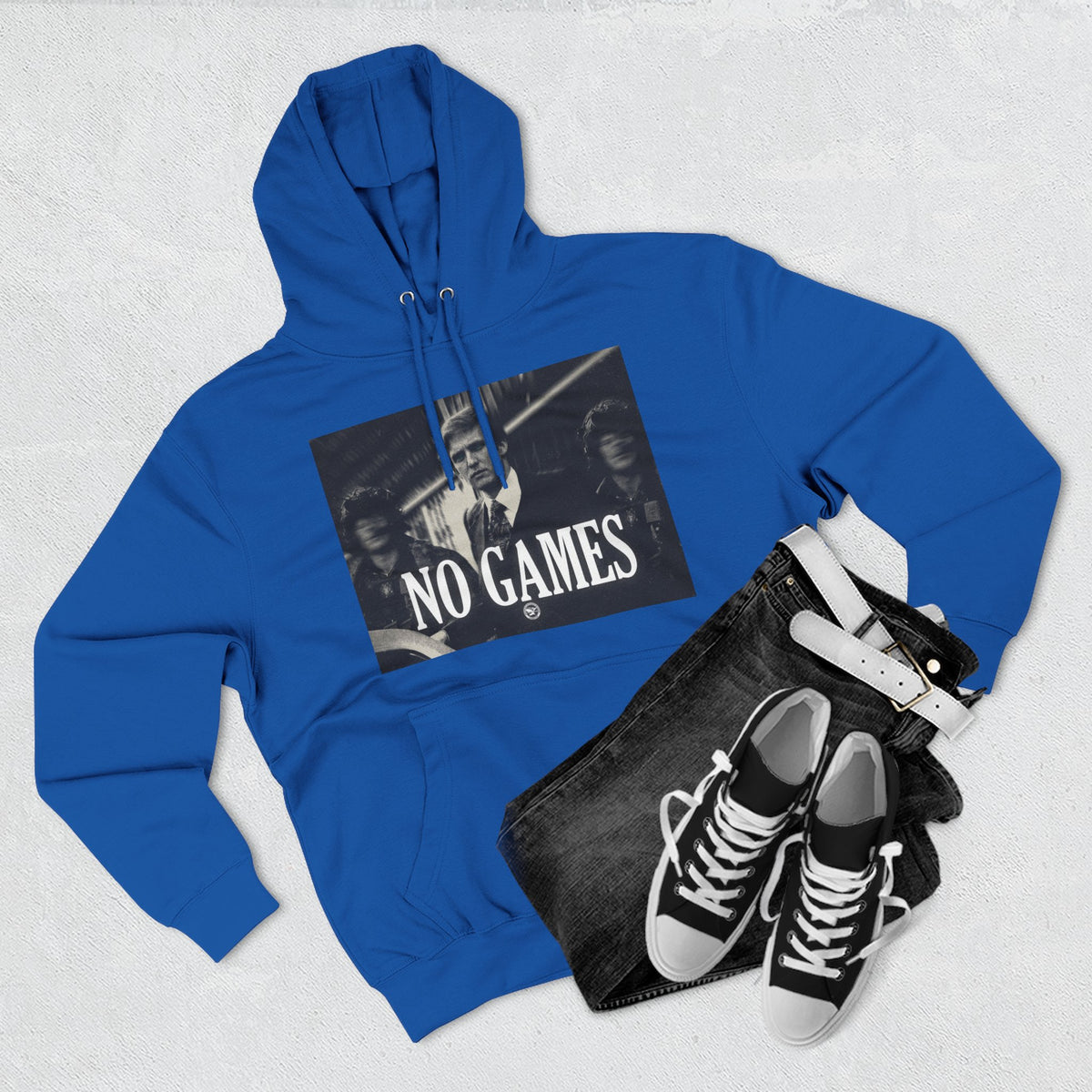 The SCIF "No Games" Hoodie – Vintage Noir Graphic Fleece Pullover