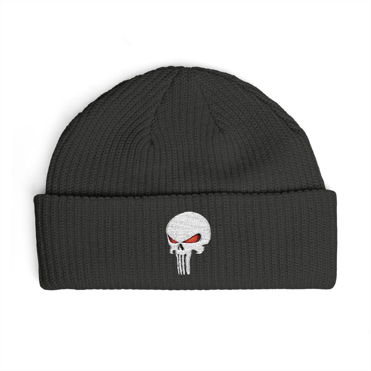 The SCIF "Solid White" Skull Embroidered Cuff Beanie