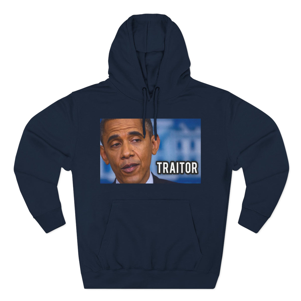 The SCIF "Presidential Traitor Meme" Fleece Hoodie, Back "Money On Pallets Meme."