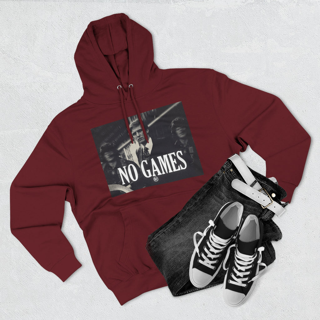 The SCIF "No Games" Hoodie – Vintage Noir Graphic Fleece Pullover