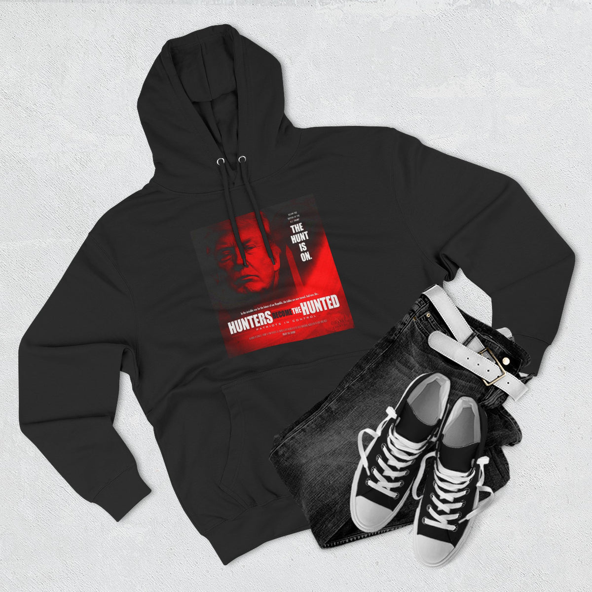 The SCIF "Hunters Become the Hunted Hoodie" – Red Noir Graphic Fleece Pullover