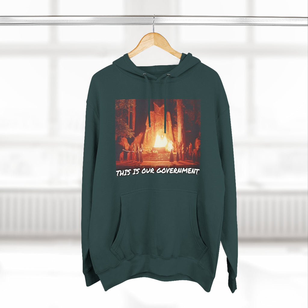 The SCIF Moloch Bohemian Grove "This Is Our Government," Hoodie, Back Quote "Truth Is the Most Effective Weapon..."
