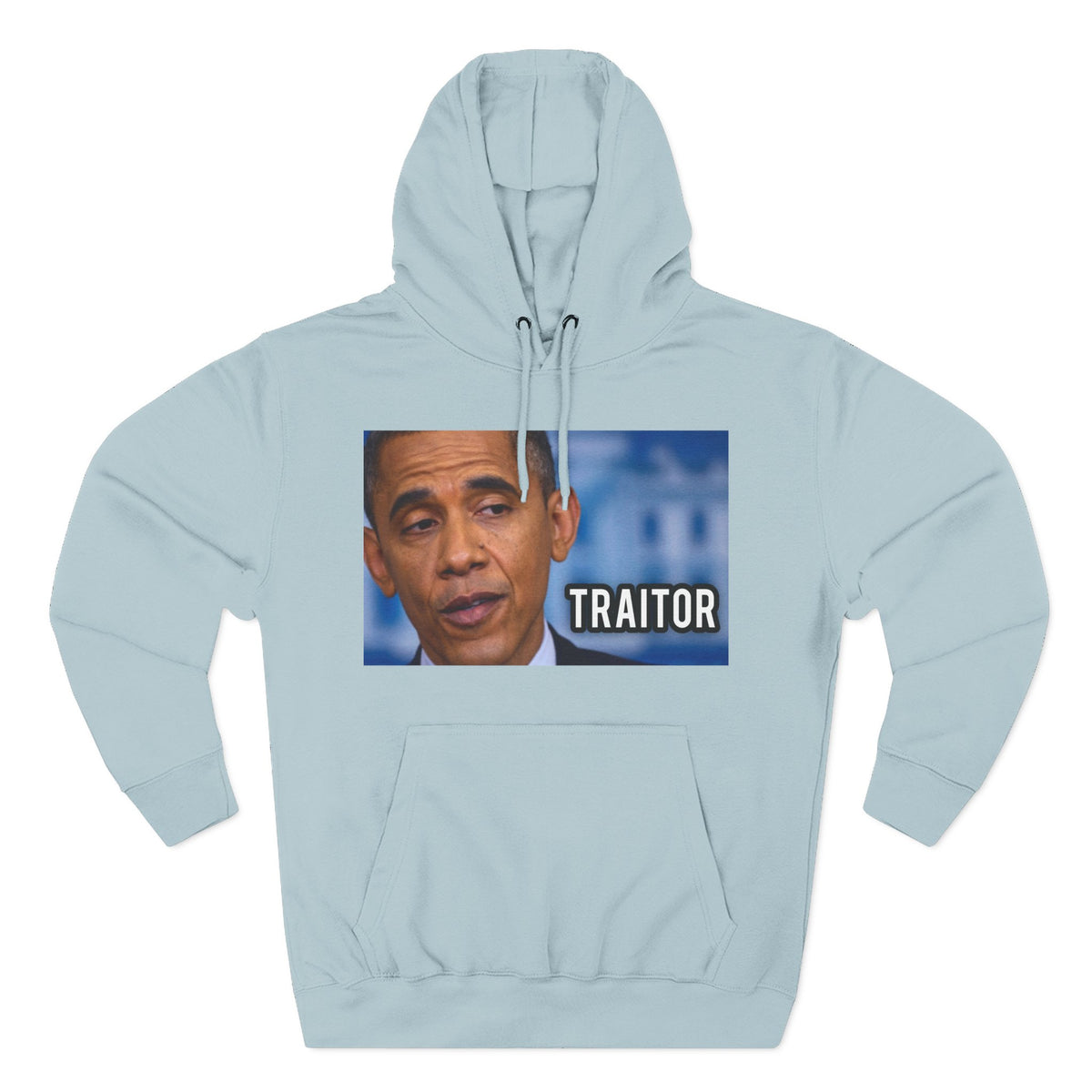 The SCIF "Presidential Traitor Meme" Fleece Hoodie, Back "Money On Pallets Meme."