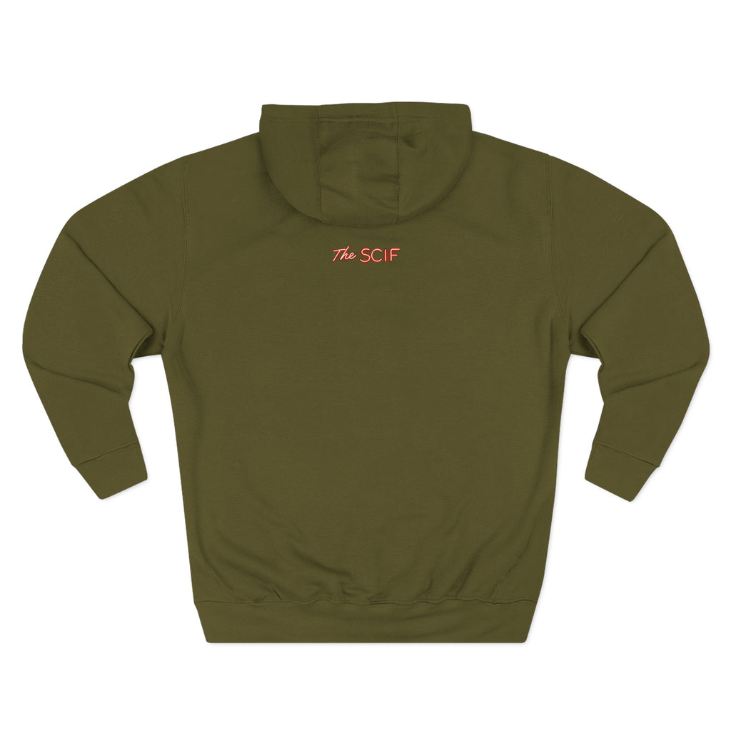 The SCIF "Hunters Become the Hunted Hoodie" – Red Noir Graphic Fleece Pullover