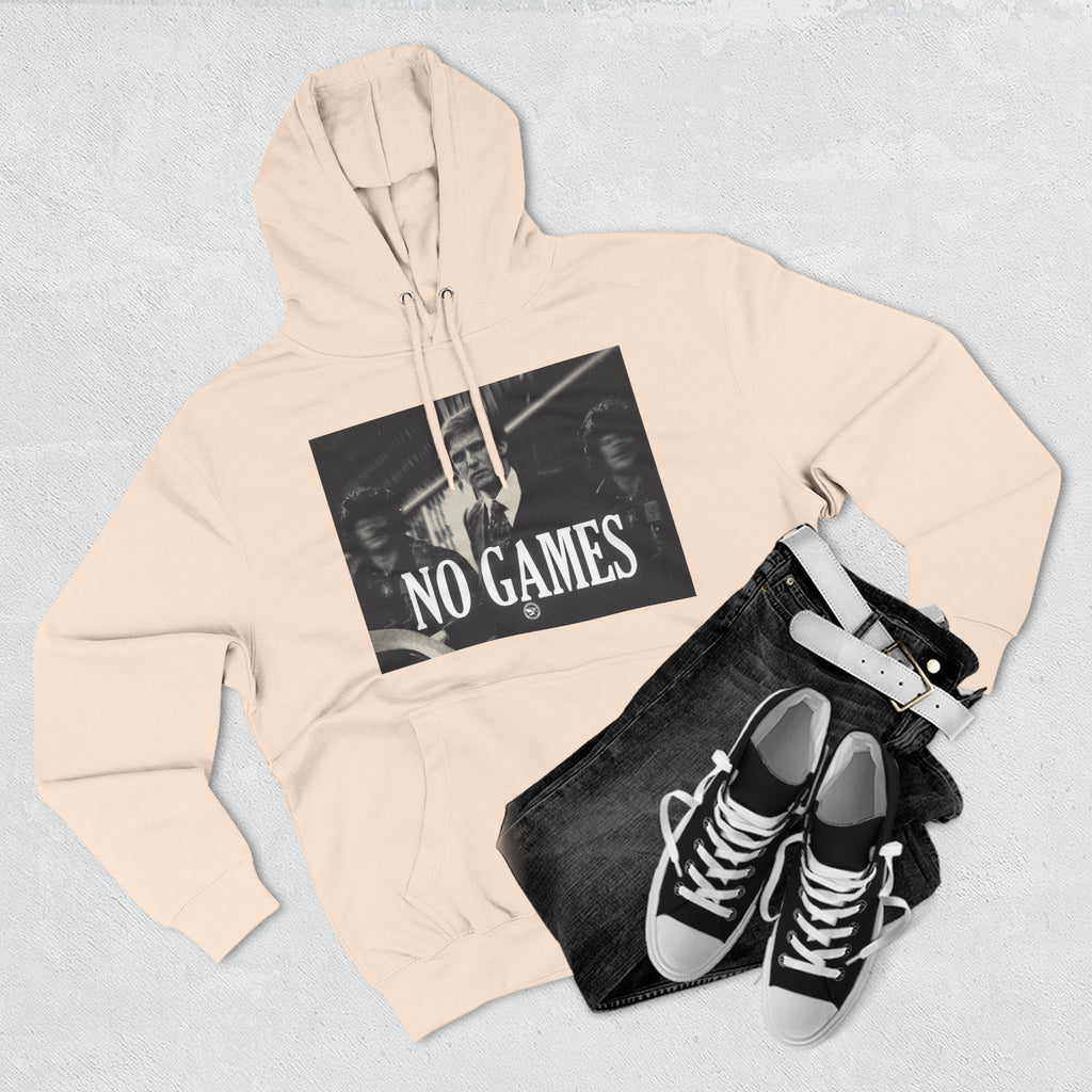 The SCIF "No Games" Hoodie – Vintage Noir Graphic Fleece Pullover