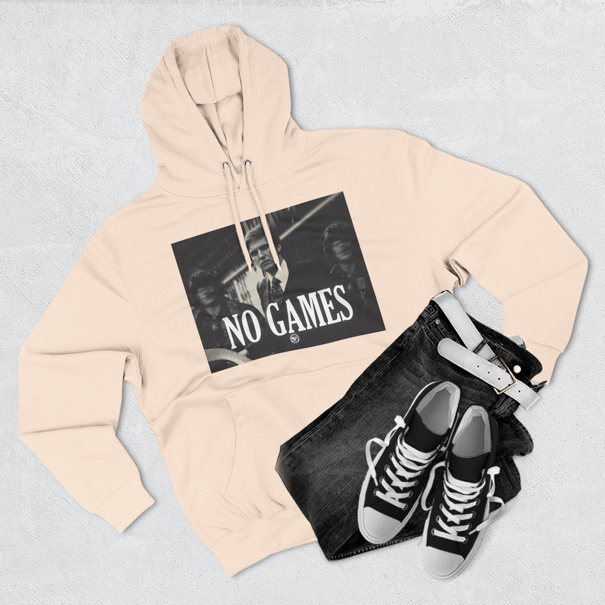 The SCIF "No Games" Hoodie – Vintage Noir Graphic Fleece Pullover