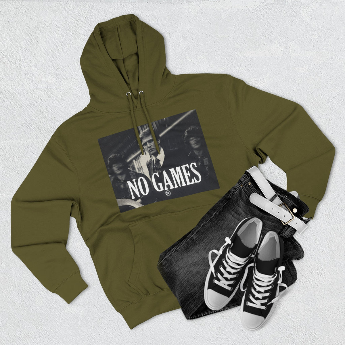 The SCIF "No Games" Hoodie – Vintage Noir Graphic Fleece Pullover