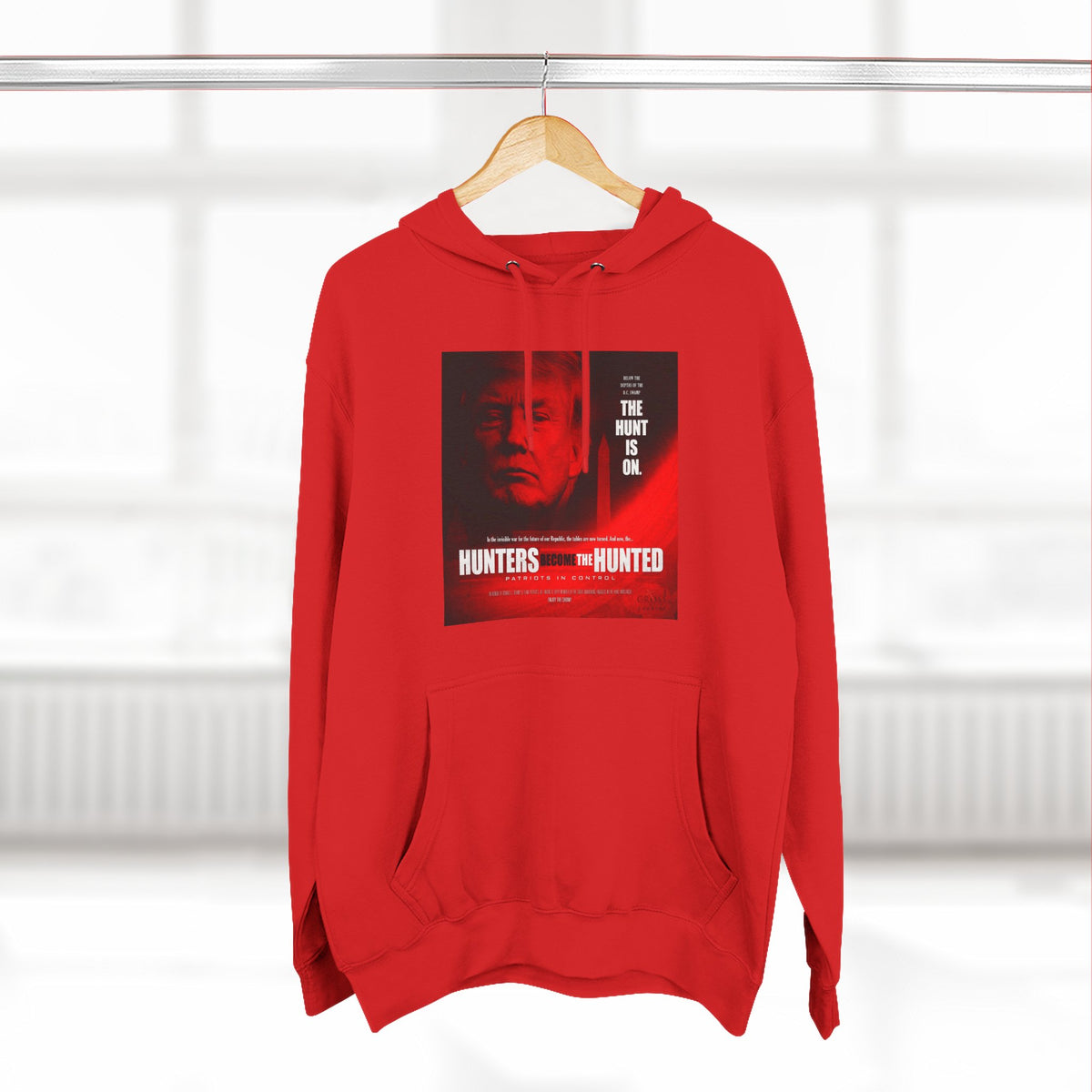 The SCIF "Hunters Become the Hunted Hoodie" – Red Noir Graphic Fleece Pullover