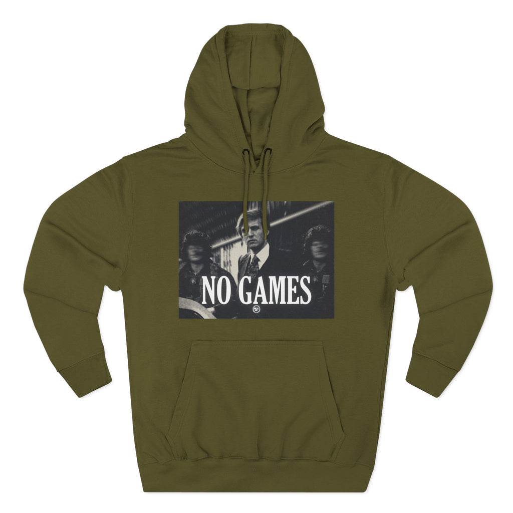 The SCIF "No Games" Hoodie – Vintage Noir Graphic Fleece Pullover