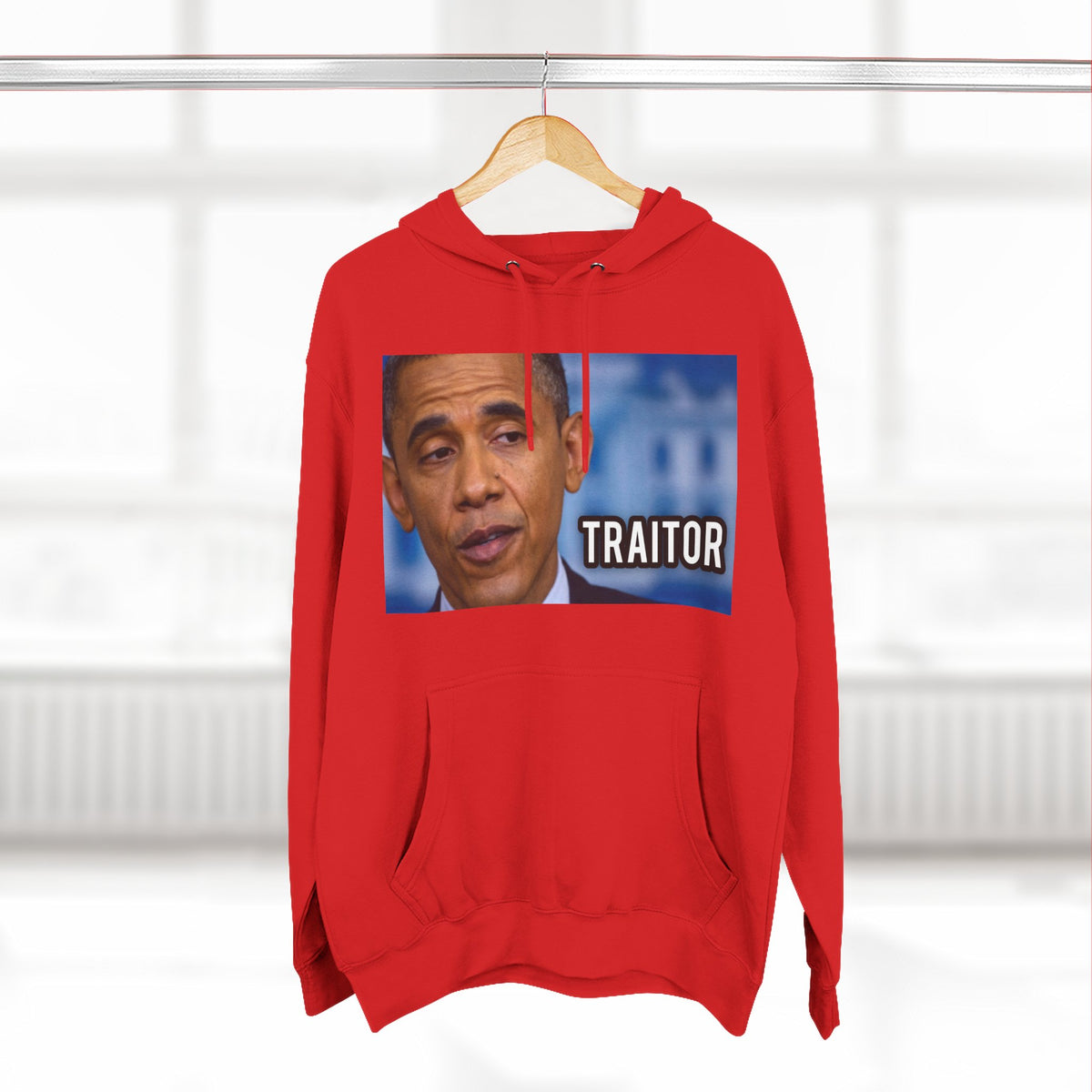 The SCIF "Presidential Traitor Meme" Fleece Hoodie, Back "Money On Pallets Meme."