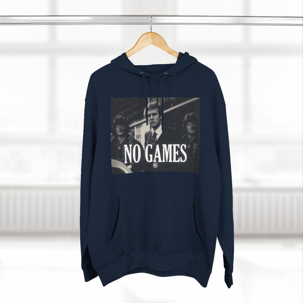 The SCIF "No Games" Hoodie – Vintage Noir Graphic Fleece Pullover