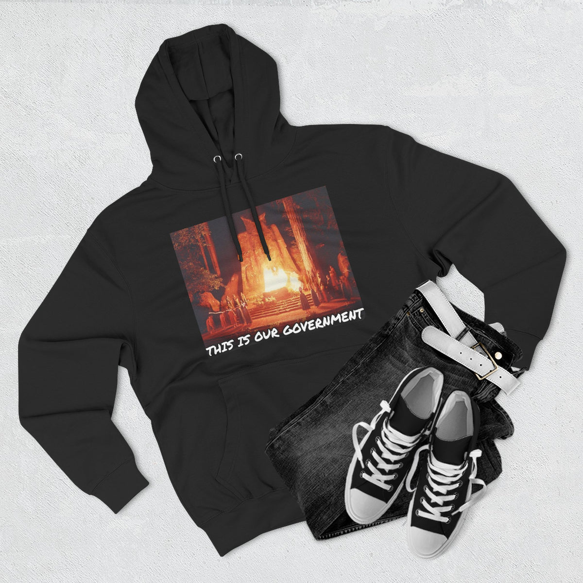 The SCIF Moloch Bohemian Grove "This Is Our Government," Hoodie, Back Quote "Truth Is the Most Effective Weapon..."