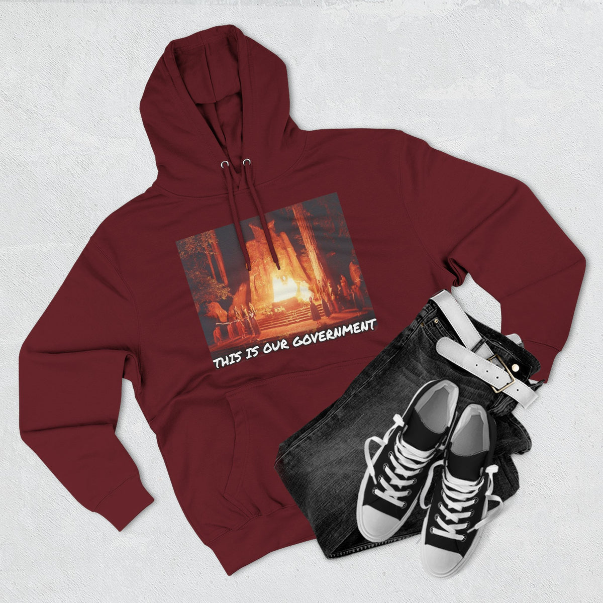 The SCIF Moloch Bohemian Grove "This Is Our Government," Hoodie, Back Quote "Truth Is the Most Effective Weapon..."